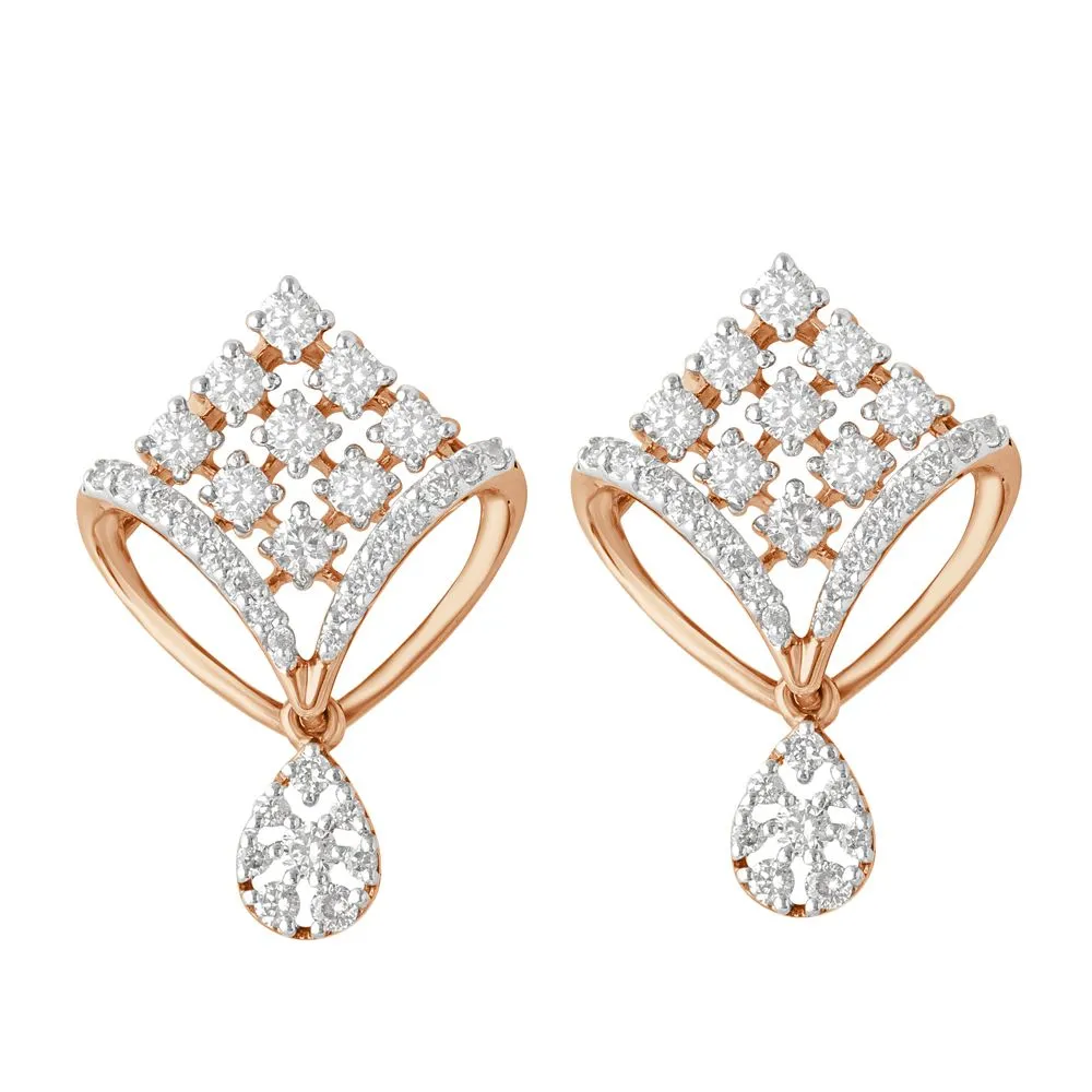 Diamond Drop Earrings in 18KT Yellow Gold
